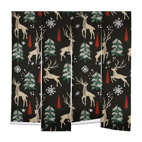 Marta Barragan Camarasa Deer in the snowy night Wall Mural