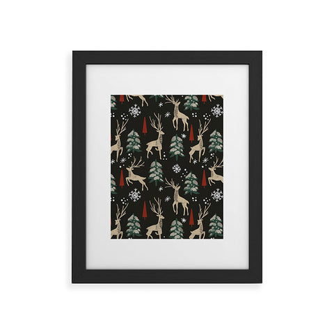Marta Barragan Camarasa Deer in the snowy night Framed Art Print