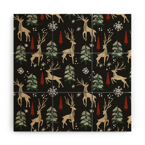 Marta Barragan Camarasa Deer in the snowy night Wood Wall Mural