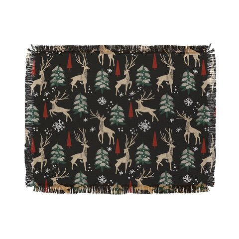 Marta Barragan Camarasa Deer in the snowy night Throw Blanket
