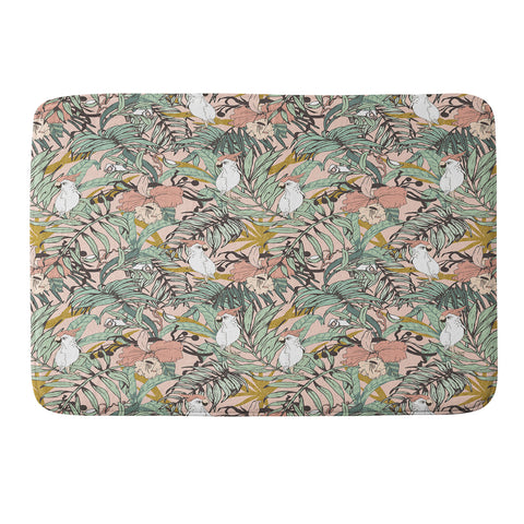 Marta Barragan Camarasa Drawing exotic birds in the rainforest Memory Foam Bath Mat