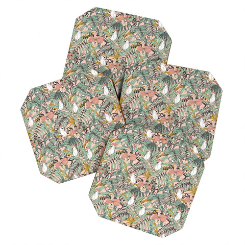 Marta Barragan Camarasa Drawing exotic birds in the rainforest Coaster Set