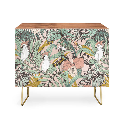 Marta Barragan Camarasa Drawing exotic birds in the rainforest Credenza