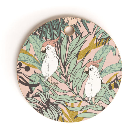 Marta Barragan Camarasa Drawing exotic birds in the rainforest Cutting Board Round