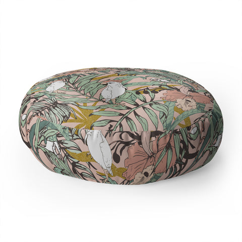 Marta Barragan Camarasa Drawing exotic birds in the rainforest Floor Pillow Round