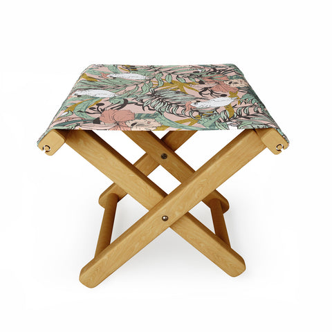 Marta Barragan Camarasa Drawing exotic birds in the rainforest Folding Stool