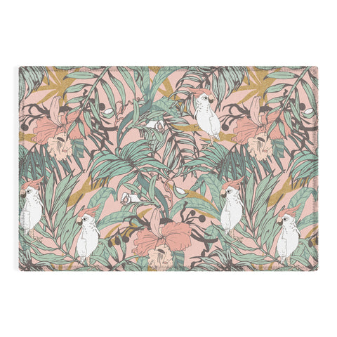Marta Barragan Camarasa Drawing exotic birds in the rainforest Outdoor Rug