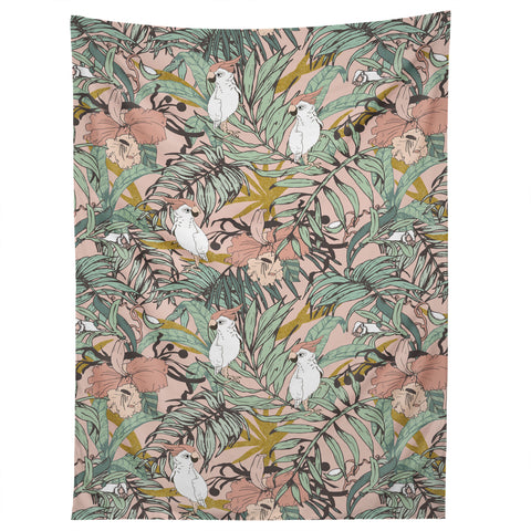 Marta Barragan Camarasa Drawing exotic birds in the rainforest Tapestry