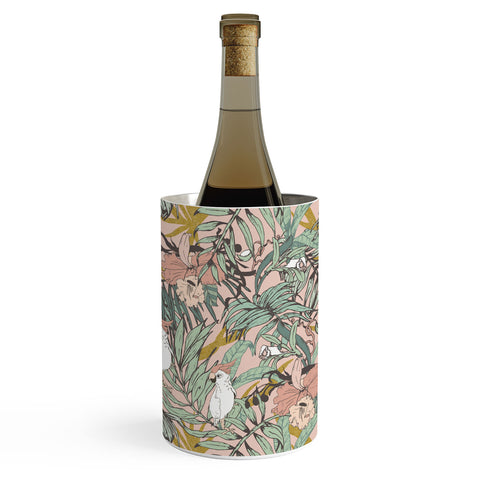 Marta Barragan Camarasa Drawing exotic birds in the rainforest Wine Chiller