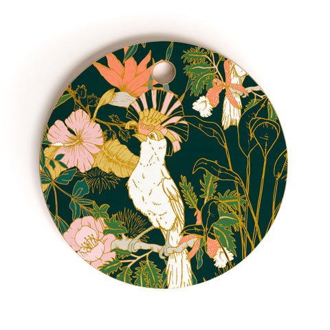 Marta Barragan Camarasa Drawing of exotic birds in the Cutting Board Round