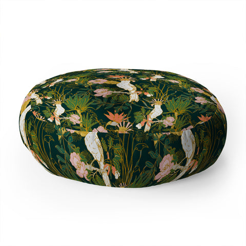 Marta Barragan Camarasa Drawing of exotic birds in the Floor Pillow Round