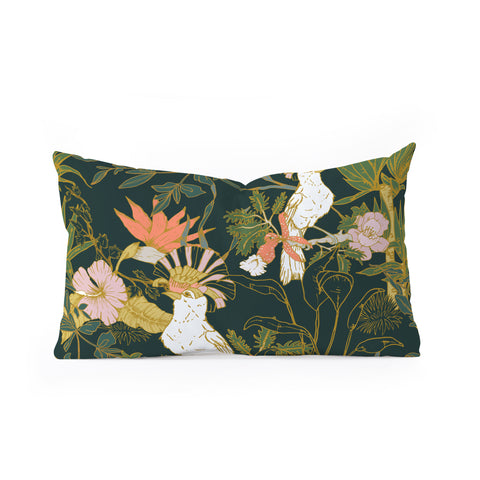 Marta Barragan Camarasa Drawing of exotic birds in the Oblong Throw Pillow