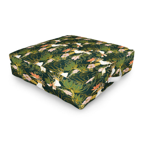 Marta Barragan Camarasa Drawing of exotic birds in the Outdoor Floor Cushion