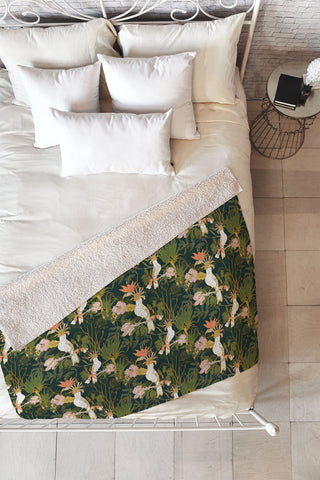 Marta Barragan Camarasa Drawing of exotic birds in the Fleece Throw Blanket