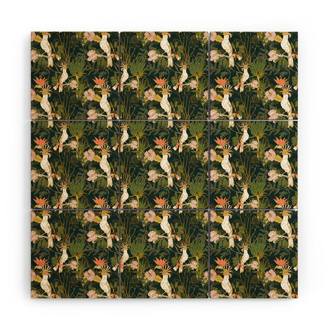 Marta Barragan Camarasa Drawing of exotic birds in the Wood Wall Mural