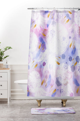 Marta Barragan Camarasa Dreamcatcher with geometric Shower Curtain And Mat