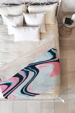 Marta Barragan Camarasa Effect marble glitch Fleece Throw Blanket