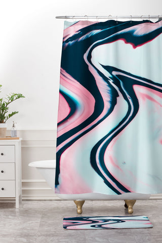Marta Barragan Camarasa Effect marble glitch Shower Curtain And Mat
