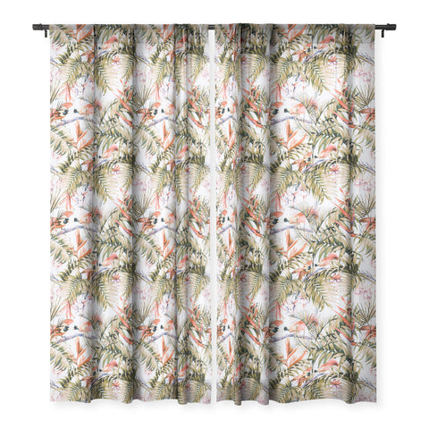 Marta Barragan Camarasa Exotic birds in the jungle paradise Sheer Window Curtain