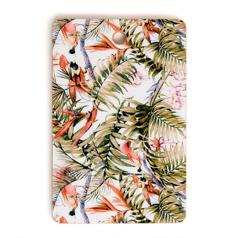 Marta Barragan Camarasa Exotic birds in the jungle paradise Cutting Board Rectangle