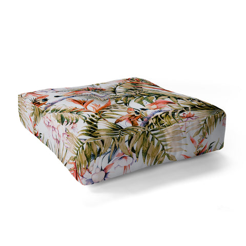 Marta Barragan Camarasa Exotic birds in the jungle paradise Floor Pillow Square