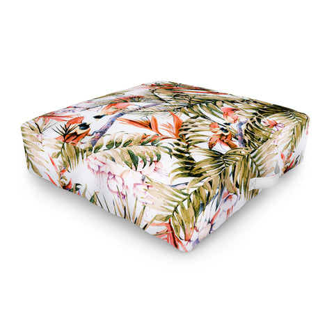 Marta Barragan Camarasa Exotic birds in the jungle paradise Outdoor Floor Cushion