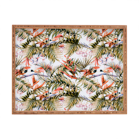 Marta Barragan Camarasa Exotic birds in the jungle paradise Rectangular Tray