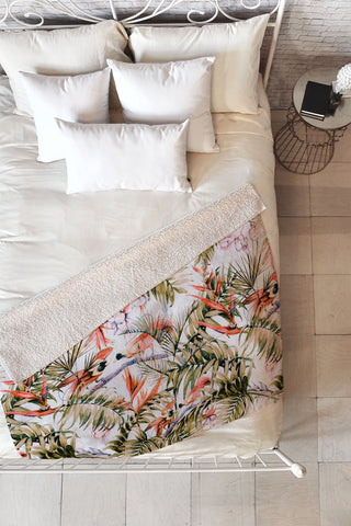 Marta Barragan Camarasa Exotic birds in the jungle paradise Fleece Throw Blanket