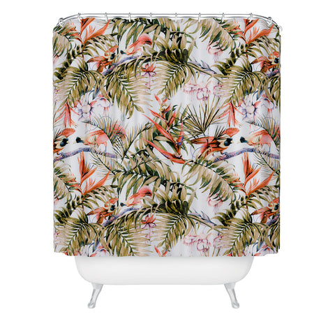 Marta Barragan Camarasa Exotic birds in the jungle paradise Shower Curtain
