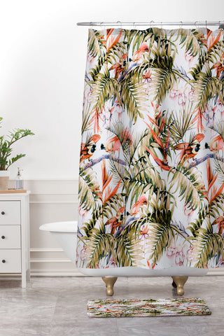 Marta Barragan Camarasa Exotic birds in the jungle paradise Shower Curtain And Mat