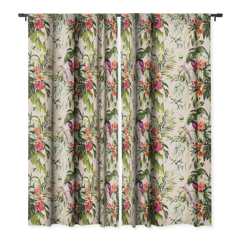 Marta Barragan Camarasa Exotic jungle bouquet Blackout Window Curtain