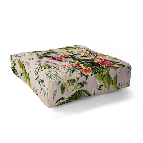 Marta Barragan Camarasa Exotic jungle bouquet Floor Pillow Square