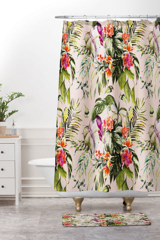 Marta Barragan Camarasa Exotic jungle bouquet Shower Curtain And Mat