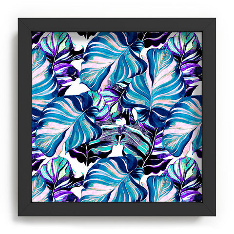 Marta Barragan Camarasa Exotic leaf pattern purple and blue Recessed Framing Square