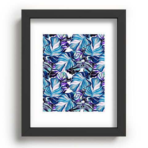Marta Barragan Camarasa Exotic leaf pattern purple and blue Recessed Framing Rectangle
