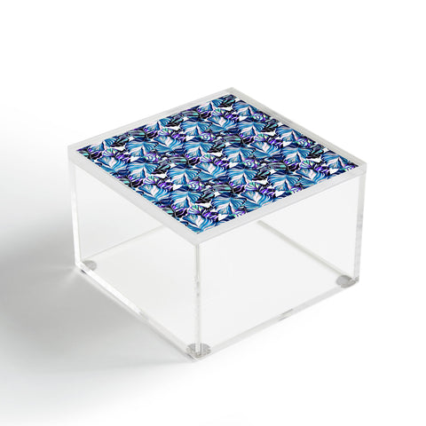 Marta Barragan Camarasa Exotic leaf pattern purple and blue Acrylic Box