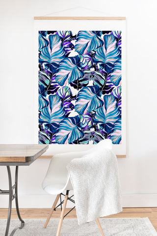 Marta Barragan Camarasa Exotic leaf pattern purple and blue Art Print And Hanger