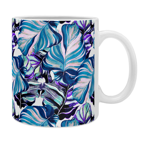 Marta Barragan Camarasa Exotic leaf pattern purple and blue Coffee Mug