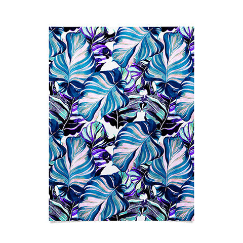 Marta Barragan Camarasa Exotic leaf pattern purple and blue Poster
