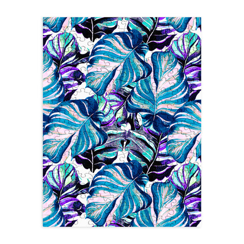 Marta Barragan Camarasa Exotic leaf pattern purple and blue Puzzle