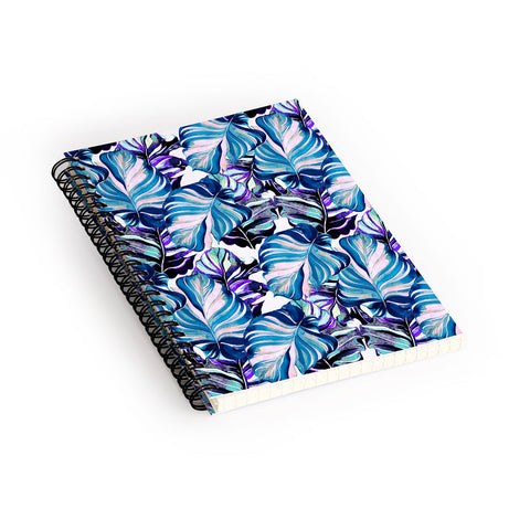 Marta Barragan Camarasa Exotic leaf pattern purple and blue Spiral Notebook