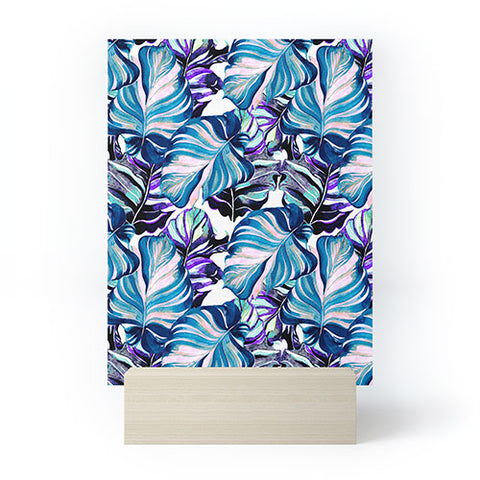 Marta Barragan Camarasa Exotic leaf pattern purple and blue Mini Art Print