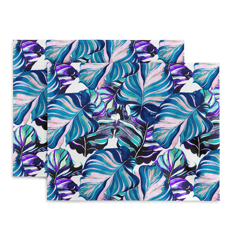 Marta Barragan Camarasa Exotic leaf pattern purple and blue Placemat