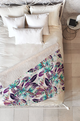 Marta Barragan Camarasa Exotic winter botany Fleece Throw Blanket