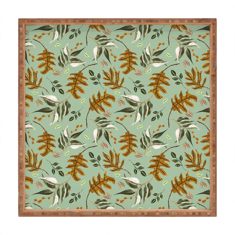 Marta Barragan Camarasa Fall of fall leaves Square Tray