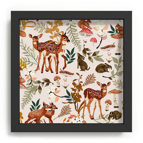 Marta Barragan Camarasa Fawns in the autumn forest Recessed Framing Square