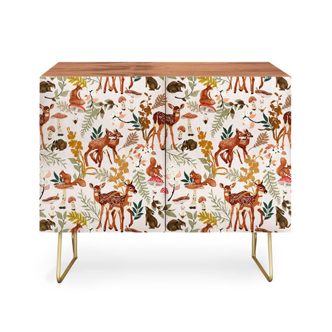 Marta Barragan Camarasa Fawns in the autumn forest Credenza