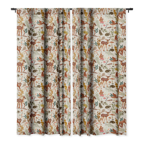 Marta Barragan Camarasa Fawns in the autumn forest Blackout Window Curtain