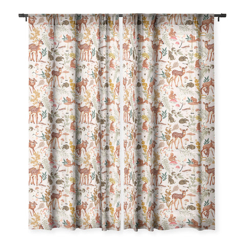 Marta Barragan Camarasa Fawns in the autumn forest Sheer Window Curtain