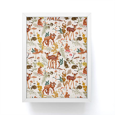 Marta Barragan Camarasa Fawns in the autumn forest Framed Mini Art Print